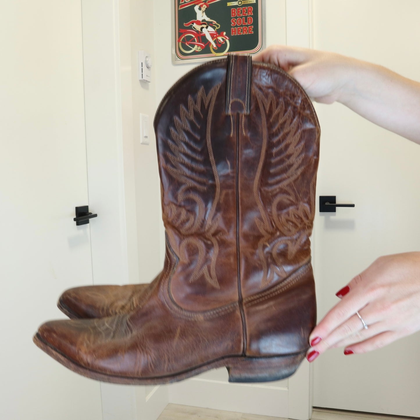 Vintage Brown Boulet Cowboy Boots