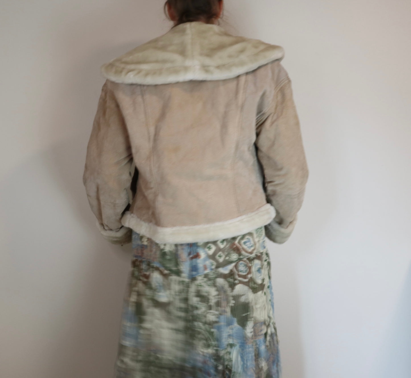 Vintage 1980s Annex Cream Leather Fur Lined Coat