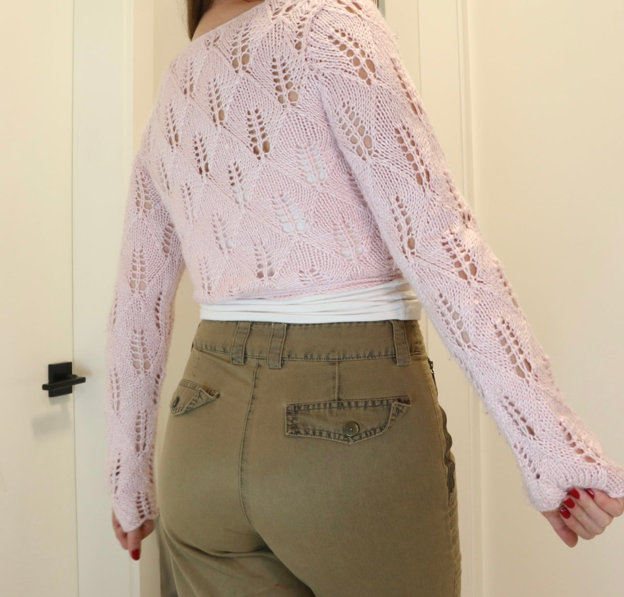 Y2k Baby Pink Knitted Wrap Top