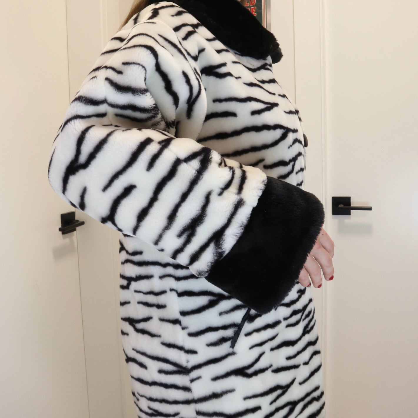 Vintage 1980s Plush Zebra Print Reversible Coat