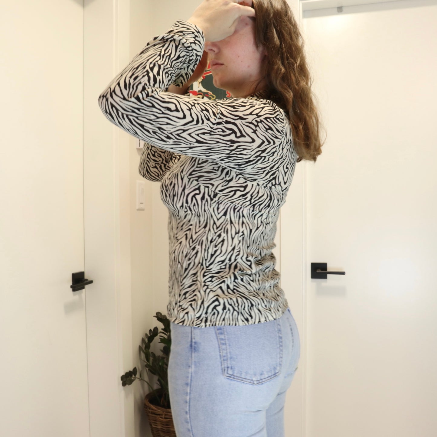 Vintage 1990s Zebra Print Blouse