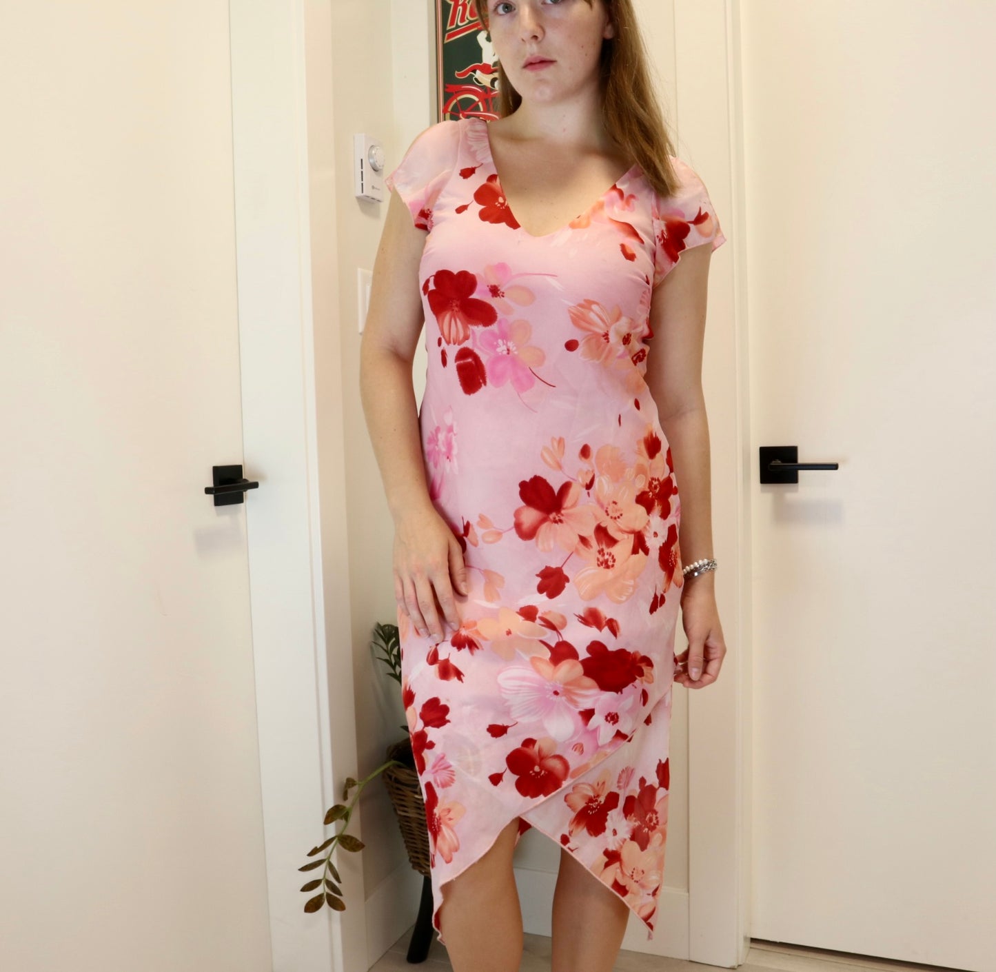 Vintage Y2K Asymmetrical Floral Print Dress