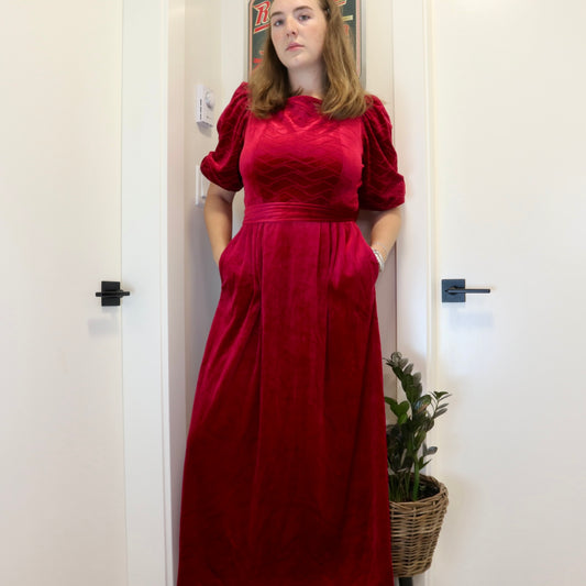 1970s Diamond Tea Velvet Gown