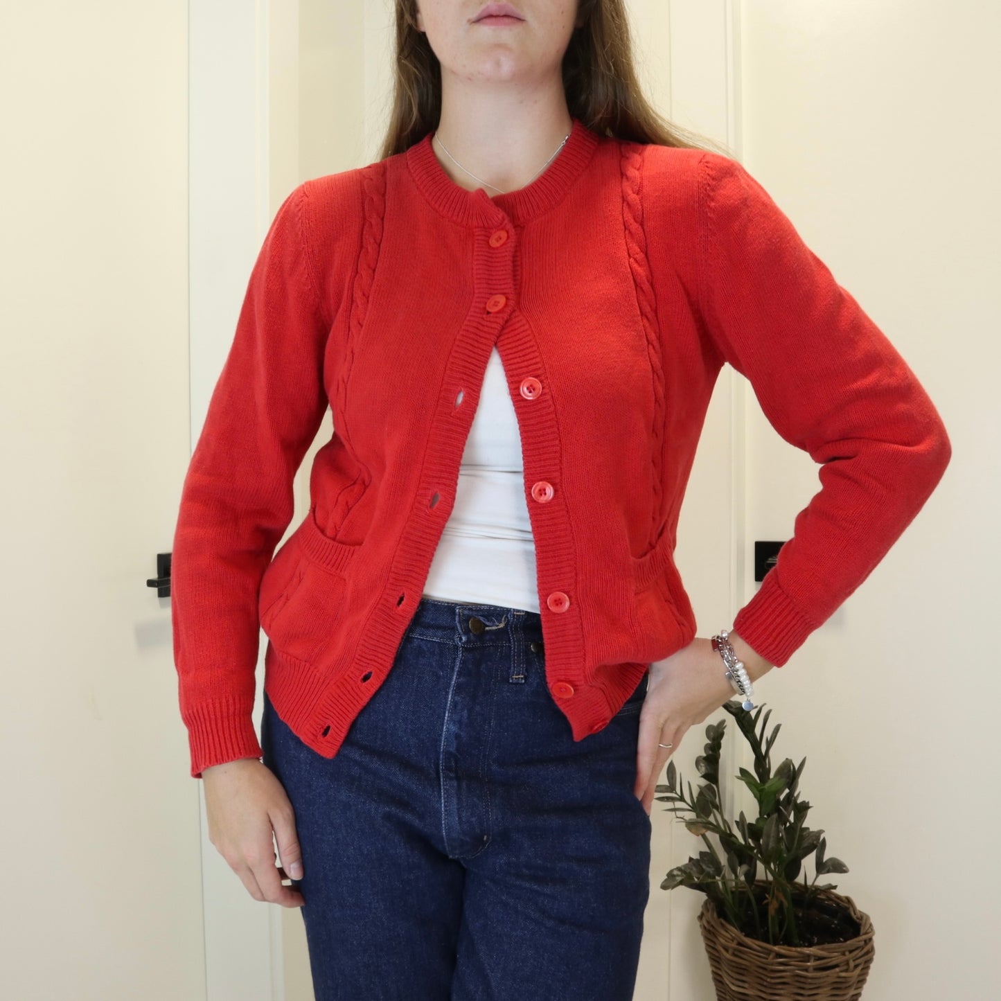 Vintage 1980s Woodwards Red Cardigan