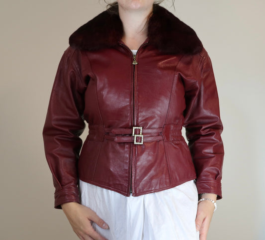 Vintage 1980s Deep Red Leather Jacket