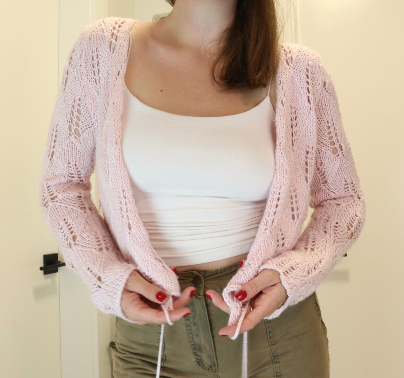 Y2k Baby Pink Knitted Wrap Top