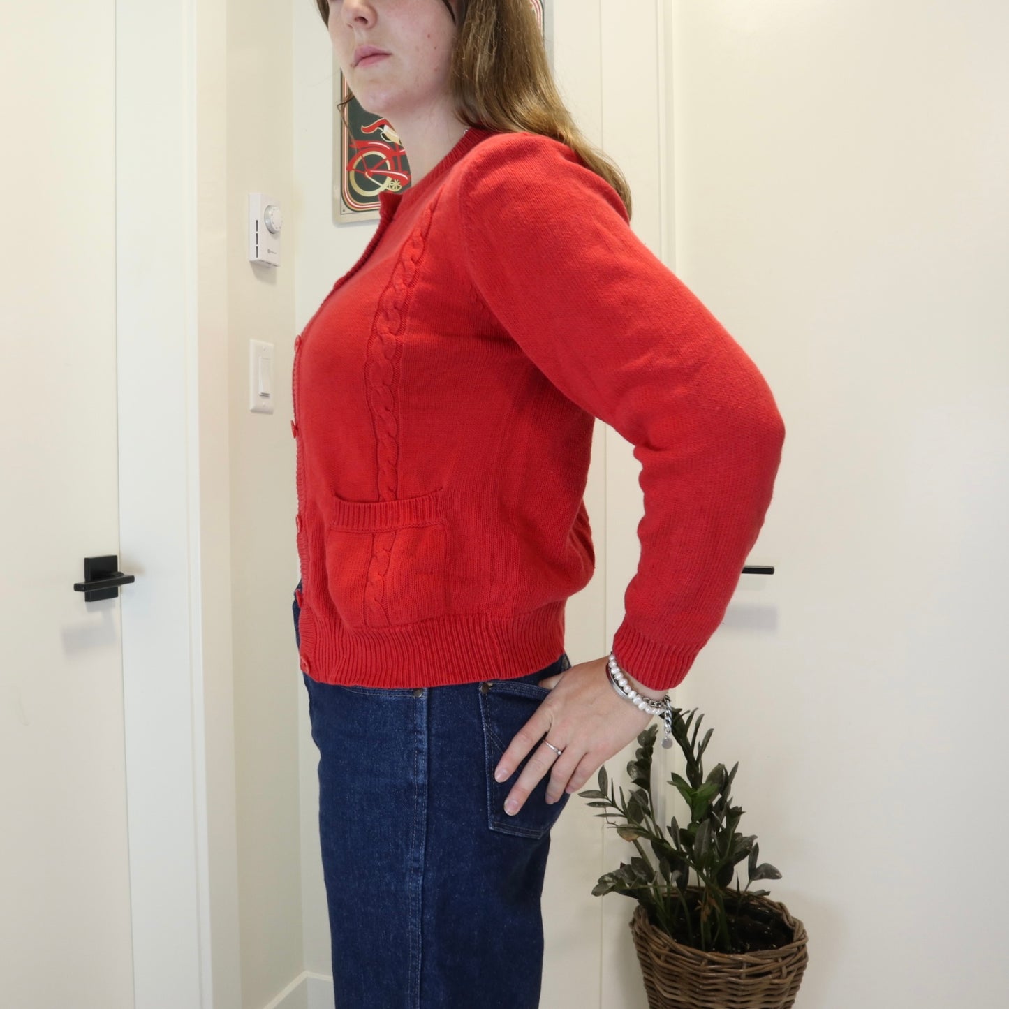 Vintage 1980s Woodwards Red Cardigan