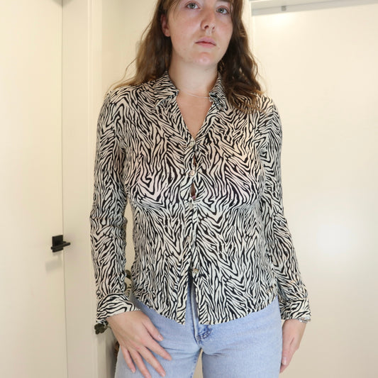 Vintage 1990s Zebra Print Blouse