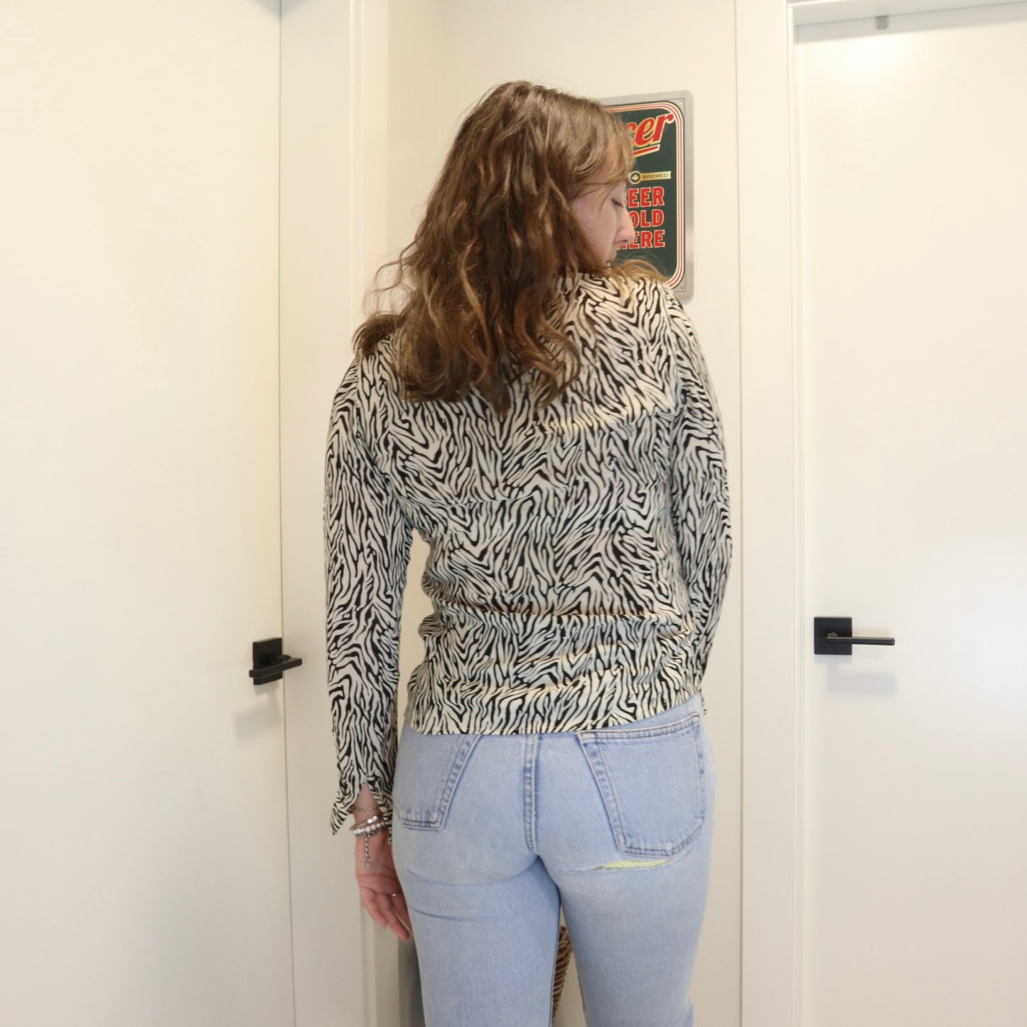 Vintage 1990s Zebra Print Blouse